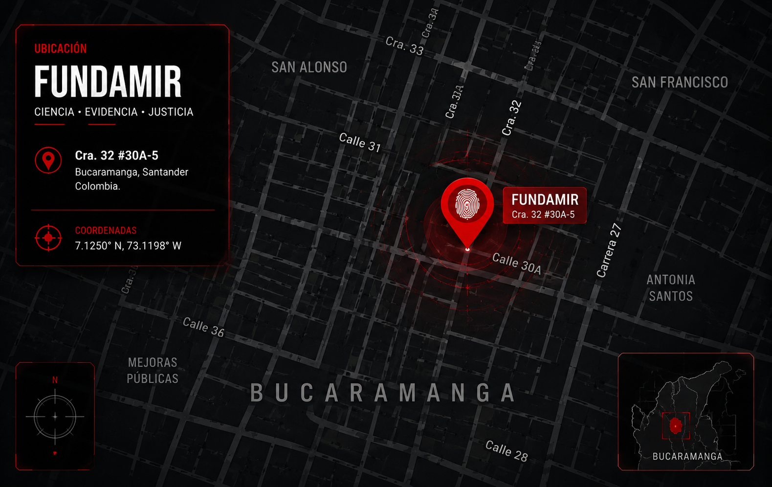 Ubicación Fundamir — Cra. 32 #30A-5, Bucaramanga